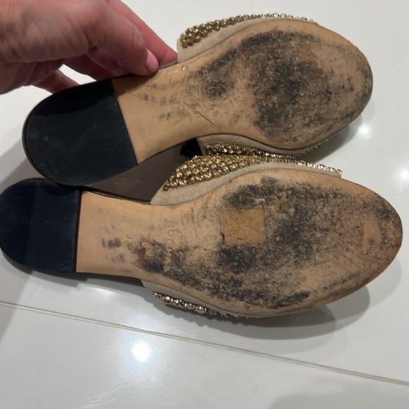 Rochas Suede Crystal Embellished Open Toe Flat Slides size 37 - Picture 9 of 9